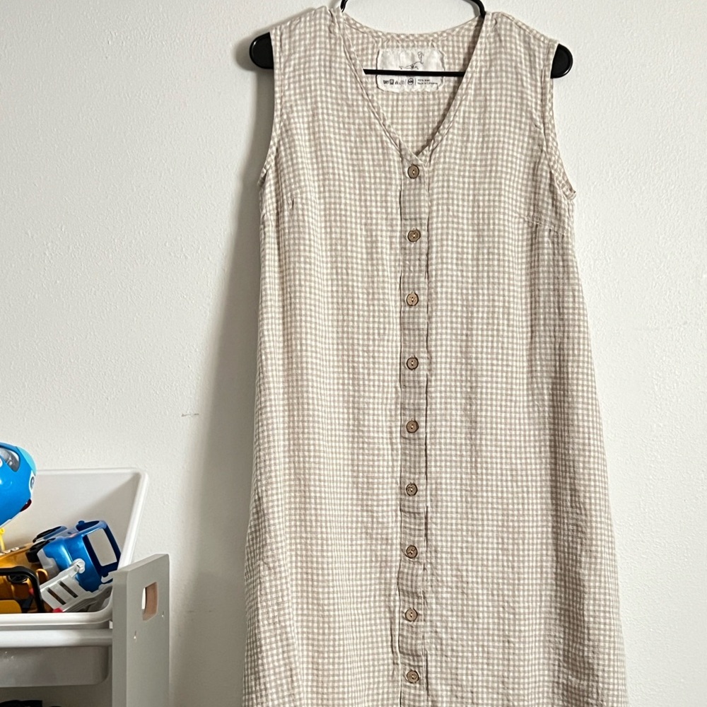 NPL rome dress in natural white gingham